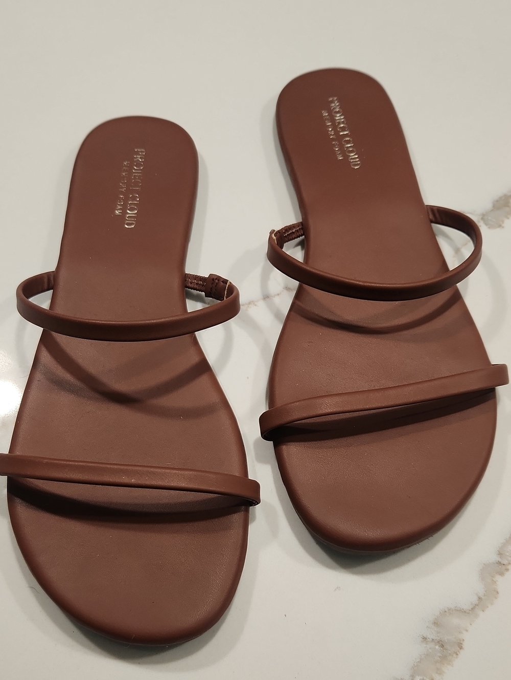 Brown Minimalist Strappy Slide Sandals
